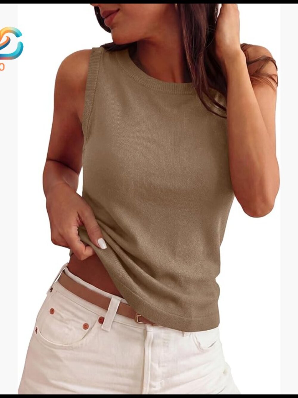 Sleeveless Ribbed Sweater Tank Top, Loose Fit, Business Casual Work Shirt